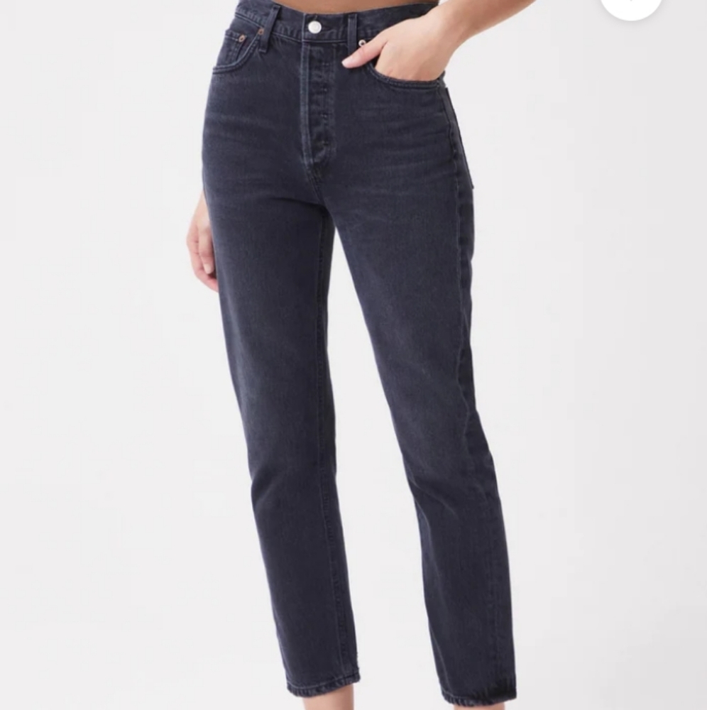 Agolde Womens Dark Wash Riley High Rise Straight Crop Jean 30